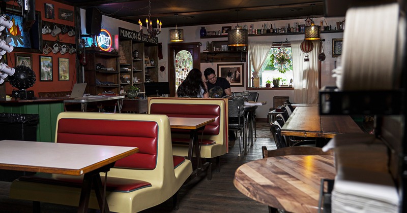 Interior of cozy and rustic seating area