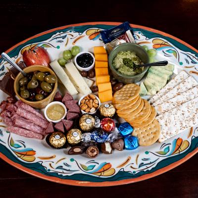 Served charcuterie on the plate.