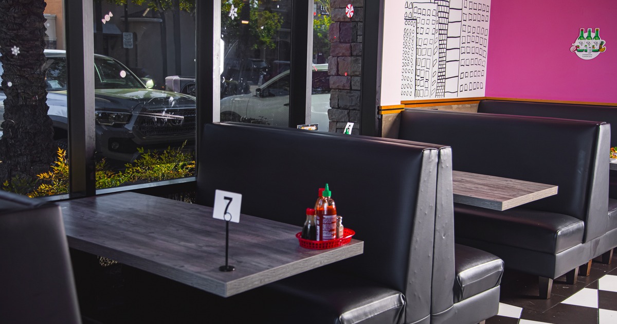 Diner table, booths by window