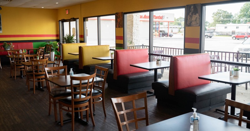 Interior, tables and dining booths