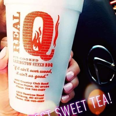 Real Q Sweet Tea by customer in car.