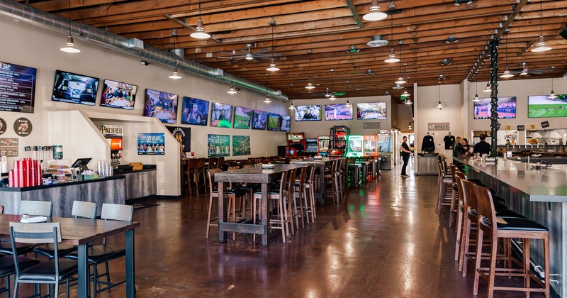 Restaurant interior, wide view