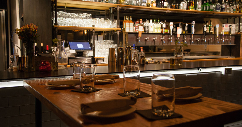 Interior, bar area in the back