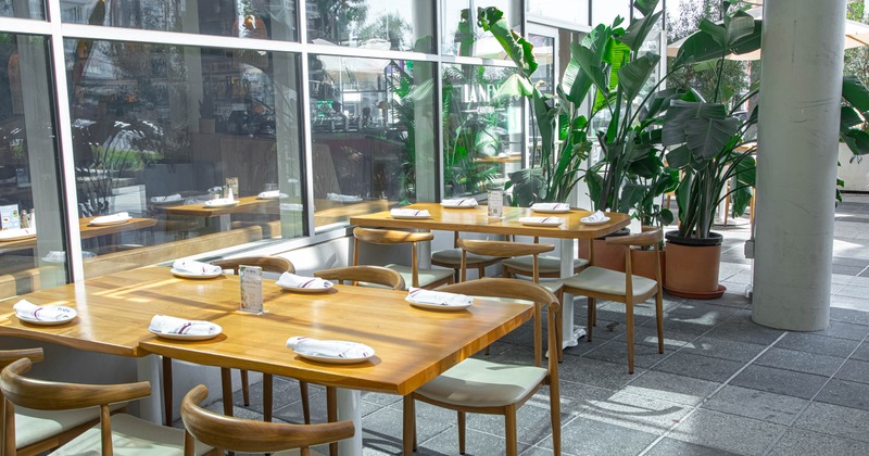 Exterior, patio, tables and chairs