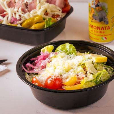 Caesar salad and antipasto salad.