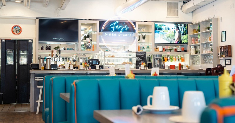 Interior, seating booths