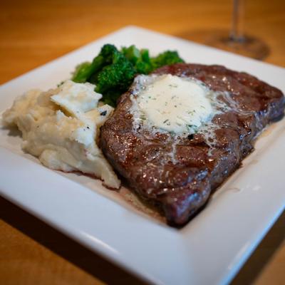 Grilled Ribeye with Gorgonzola Butter.