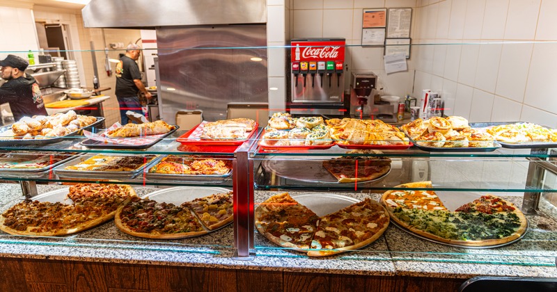 Food counter, cold and hot showcase