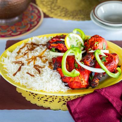Tandoori chicken with basmati rice.