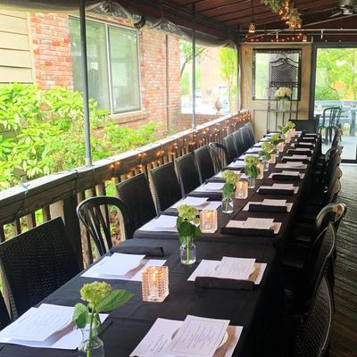 A long dining table.