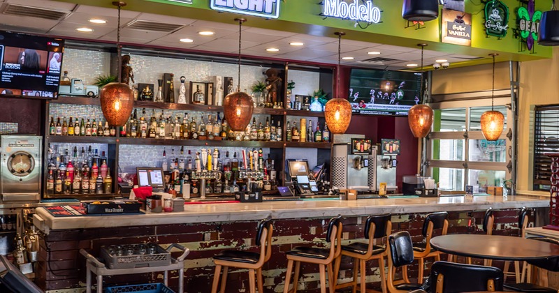 Bar with bar stools