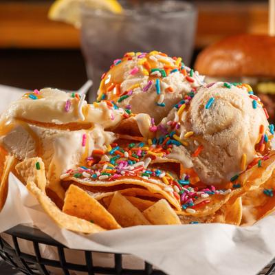 Ice Cream Nachos with sprinkles.