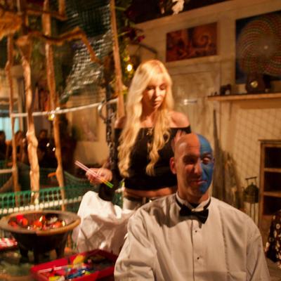 People during a themed event.