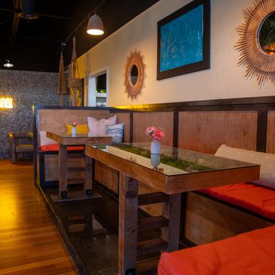 Interior, seating and Thai inspired decor.
