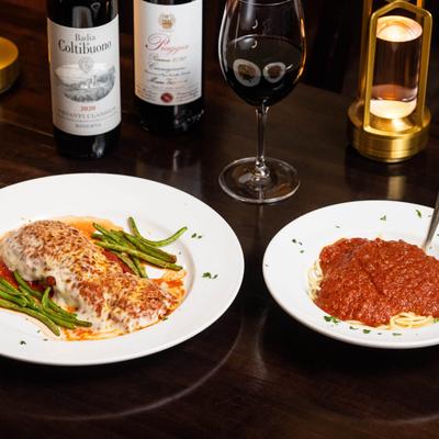 Food and drinks on the table.