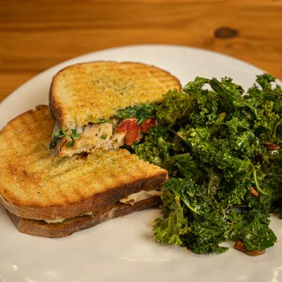 St. Olaf 2.0 sandwich with kale salad.