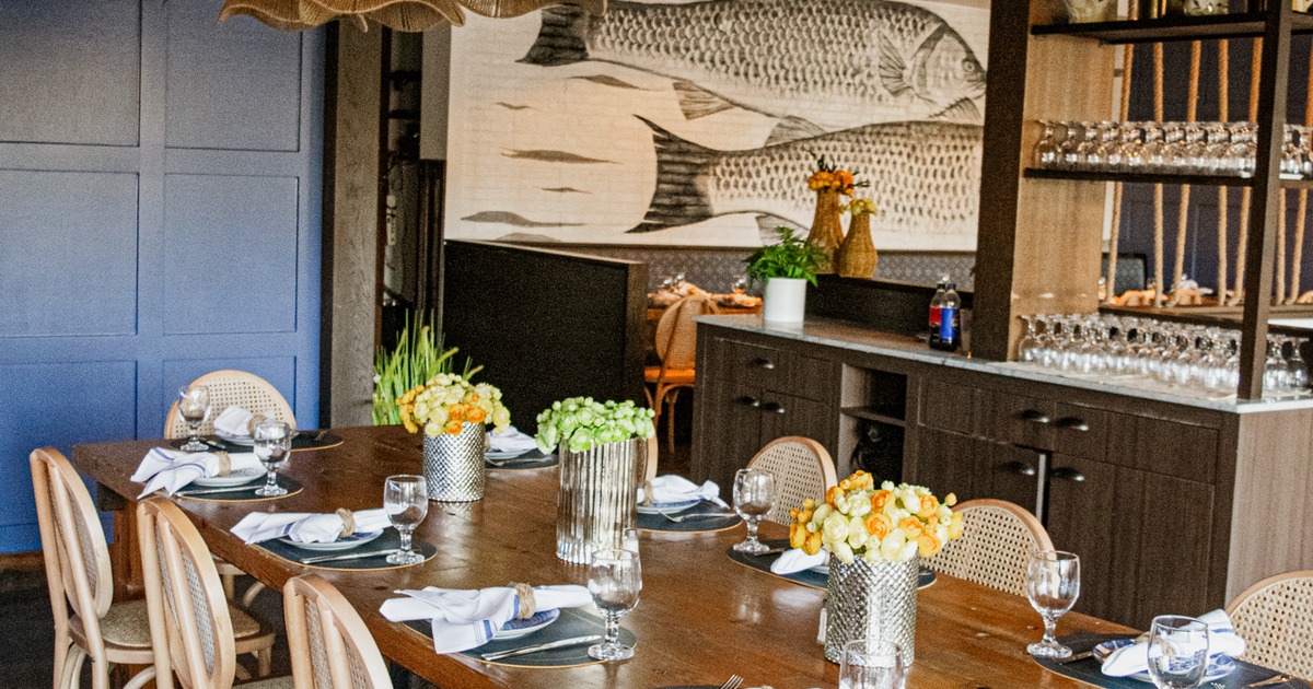 Fully set dining table