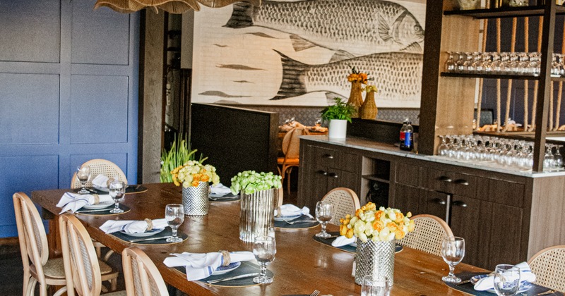 Fully set dining table