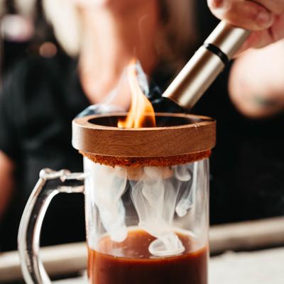 A cocktail being prepared.