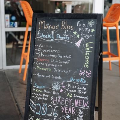 Store front table menu.