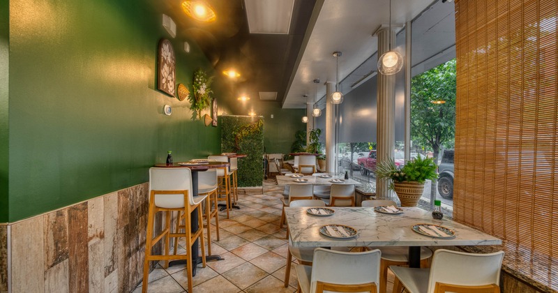 Dining area, tall tables on the left