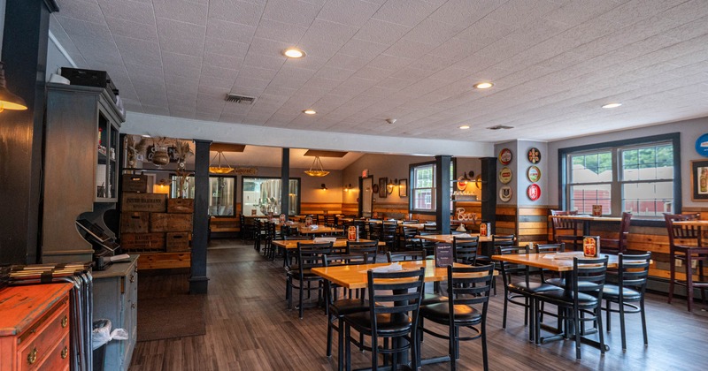 Interior, tables ready for guests