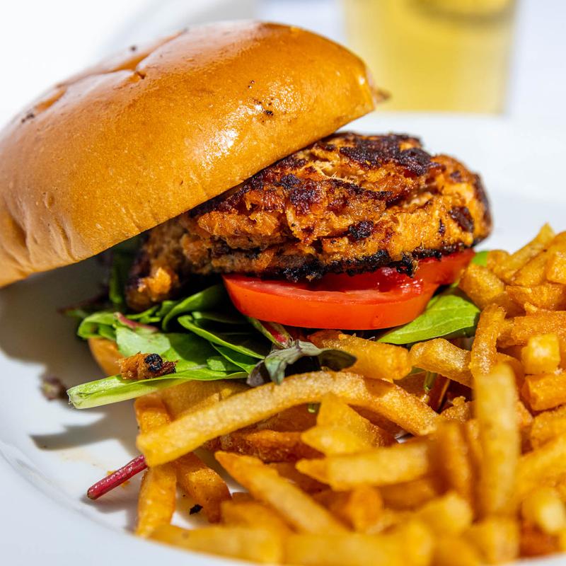 Salmon Burger & Fries photo