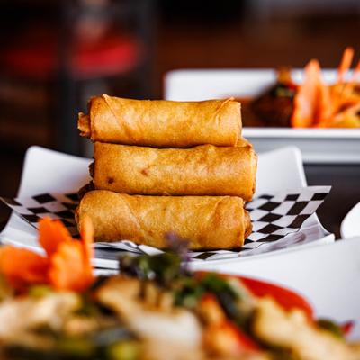 Crispy egg rolls.