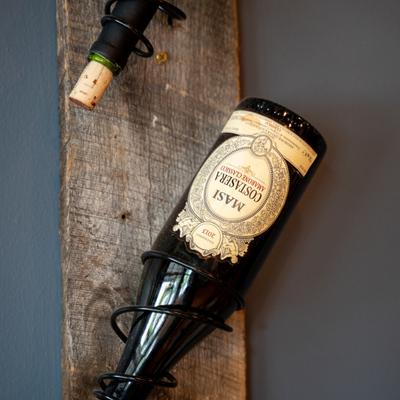 Decoration, wine bottles.