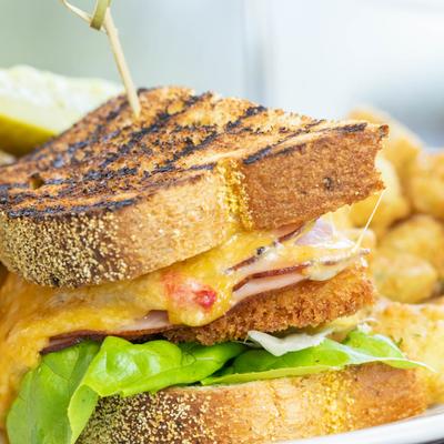 Ham sandwich close up