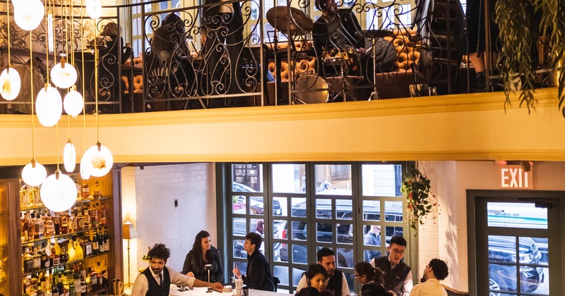 Chandelier and railing