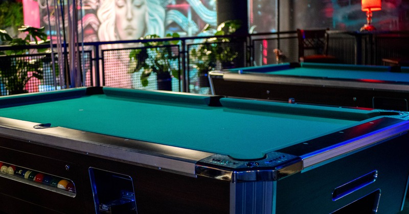 Interior, pool table on the inside