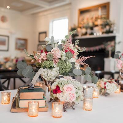 Floral decorations and candles