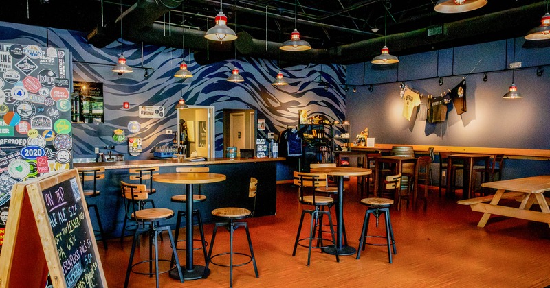 Interior, seating place with tables and chairs