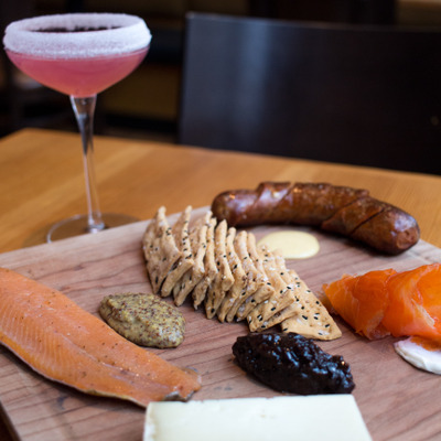 Charcuterie board with a variety of meets and cheeses