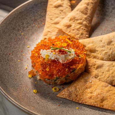 Salmon tartare, close up