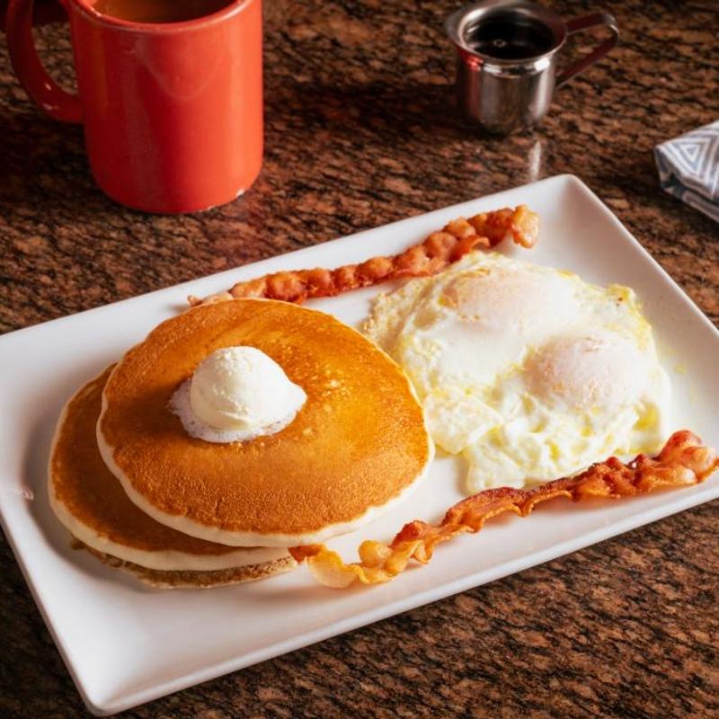 menu item 2 of 6, 11. 2 Hot Cakes, Eggs, Sausage or Bacon