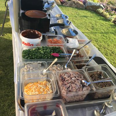 Action Station with crepe ingredients