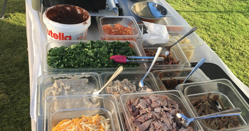 Action Station with crepe ingredients