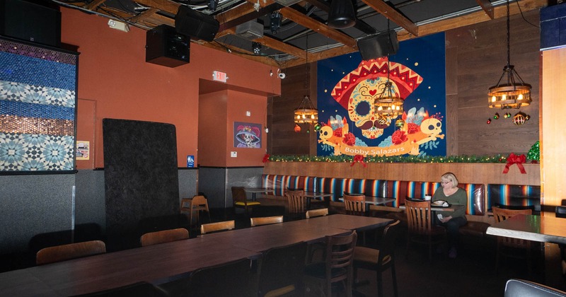 Interior, dining area, banquette seating