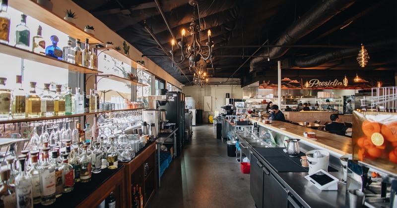 Interior, bar, side view in to bar, drink rack