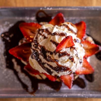 Addies Fav waffle, overhead view.