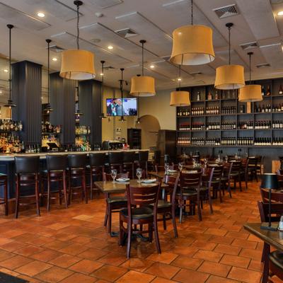 Seating tables and the bar.