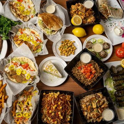 A top view of served food.