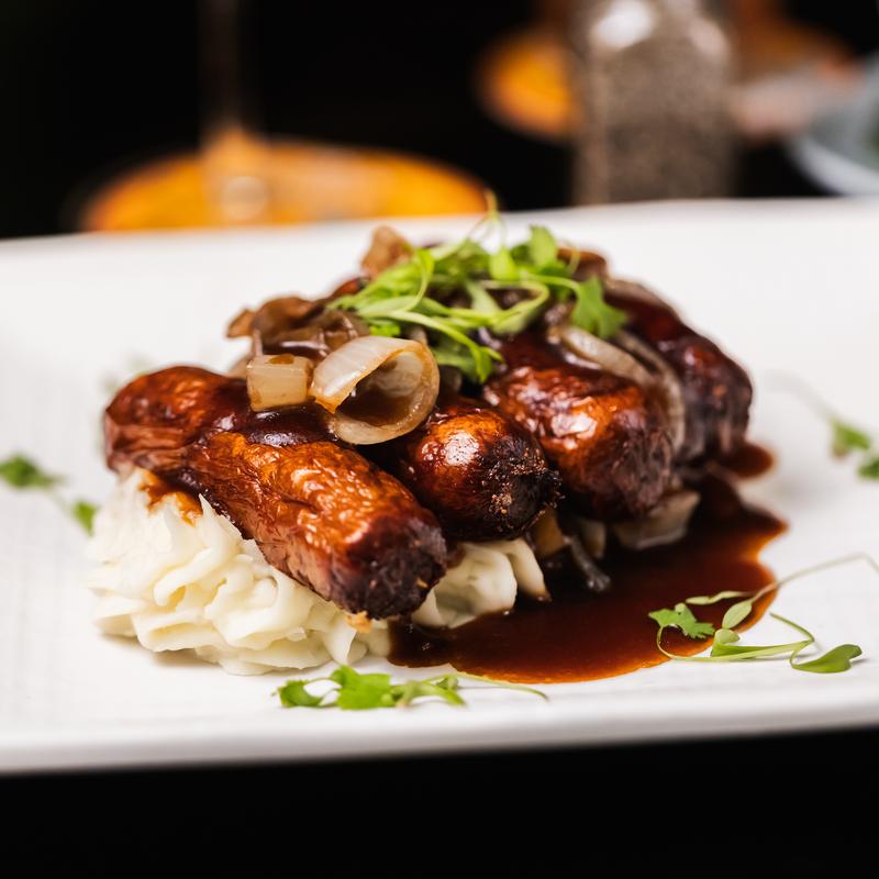 menu item 8 of 12, Bangers & Mash