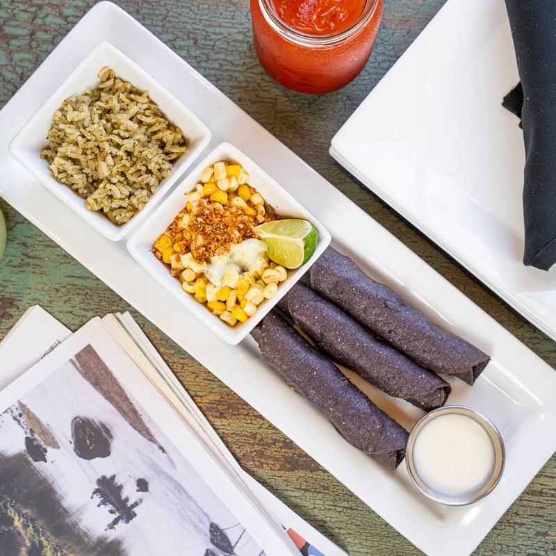 menu item 7 of 10, Blue Corn Pecan Chicken Flautas