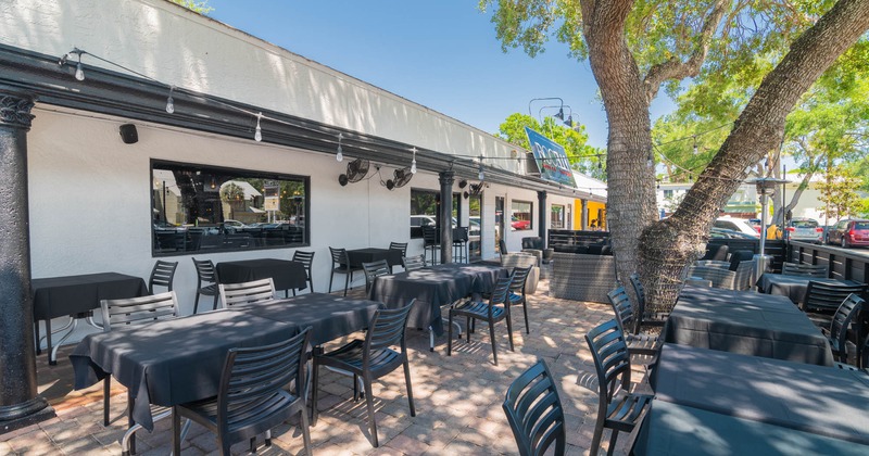 Exterior, patio tables and seating