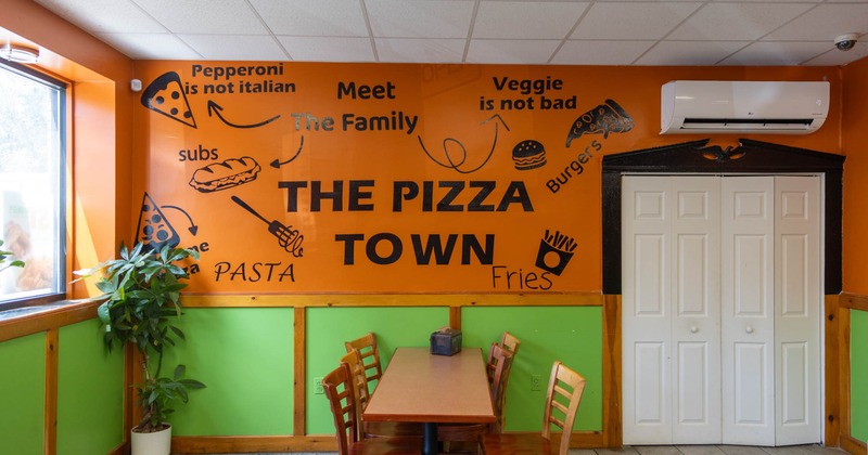 Interior, table and chairs