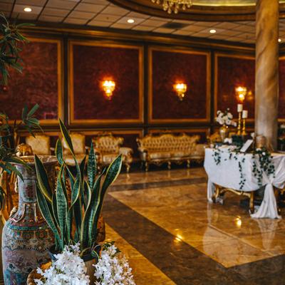 A wedding reception room.