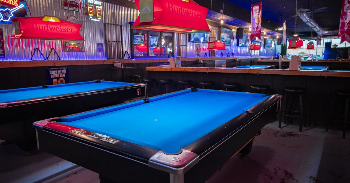 Interior, pool tables